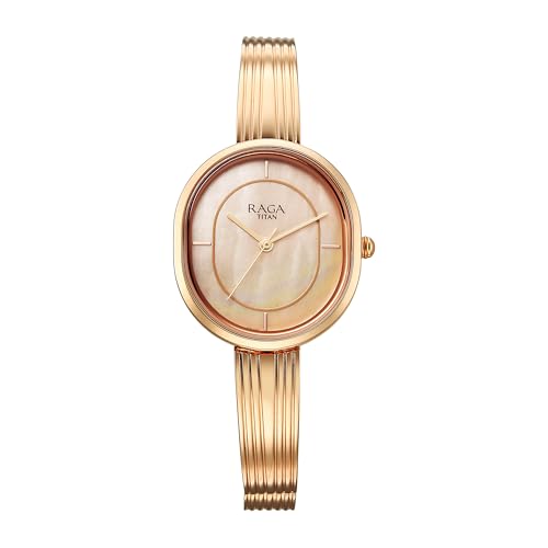 Image of Titan Raga Contempore Quartz Rose Gold Round Dial Men's Watch | Brass Solid Link Strap Material | Watches for Man | Watches for Men Analog - 2776WM01F