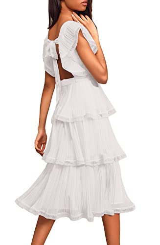 Image of Womens Summer Ruffle Maxi Dress Tiered Chiffon Wedding Guest Cocktail Dress | ETCYY Summer Dresses,Ruffle Dress,Maxi Dresses,Boho Floral Dress,Wedding Dresses,Beach Vacation Dress,Spring Dresses
