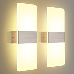 2 Pack Applique Murale LED Intérieure 12W Blanc Chaud 3000K AC 230V Lampe Murale en Acrylique Design Moderne Decoration Luminaire Mural pour Salon Chambre Couloir Salle de Bain 29x11x4CM