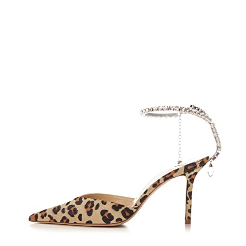 keleimusi Crystal-Embellished Ankle Strap Pumps Wedding Dress Stiletto Heels for Women