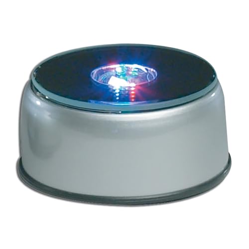 Amlong Crystal 3 polegadas Base de display de luz LED rotativa com adaptador, prata