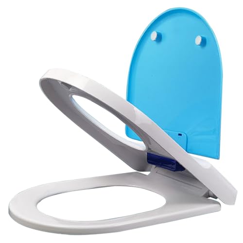Soft Close Family Toilet Seat, Standard Size D Shape Toilet Seat, Quick Release for Easy Clean(Blue)