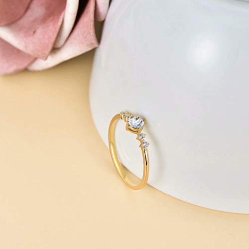 14K Solid Yellow Gold Ring for Women, Real Gold Dainty Wedding Engagement Eternity Bridal Ring Love Jewelry for Her, Size 82