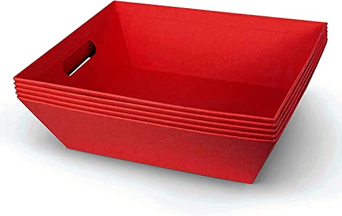 LATERN 6 Piezas Cestas de Regalo Vacías Grandes, 25CM x 20CM x 11CM Cestas de Regalo Rojas Canasta de Vino Cesta Organizadora de Aperitivos con Asas para Bodas Cumpleaños Navidad Fiesta Favores