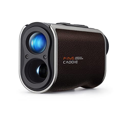 FINE DIGITAL FINE Caddie UPL 300 Leather Designed Golf Range Finder Water-Proof Included Pouch, Lens Cleaner, USB Type-C (Brown)