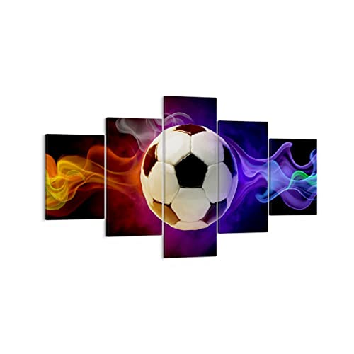 Impression sur Toile Football Feu Tableau Decoration Murale 125x70cm