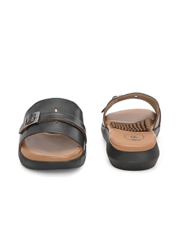 Image of egoss LADY BOSS Women's Leather Slippers | Slip-On Comfort Flats | Soft Cushioned Anti-Slip Lightweight Daily Wear Footwear for Women