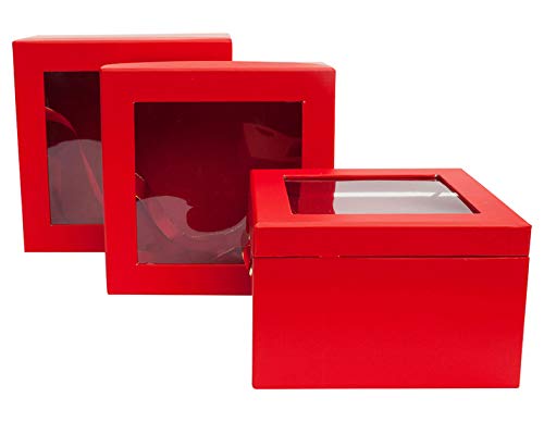 Boite cadeau de luxe carrée rouge | Lot de 3 coffrets à double couche