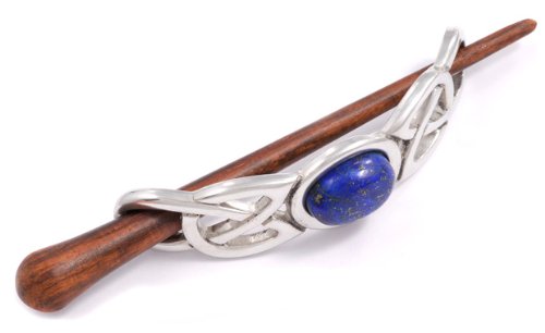 St Justin, Pewter Large Cab Hair-Slide -Rosewood Pin - Lapis Lazuli