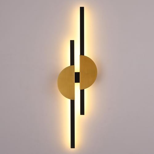 Mjsdjof Black Gold Modern Wall Lights 16W LED Wall Lamp, Aluminum Linear Bath Wall Lighing Fixtures, Warm Light Minimalist Wall Sconce for Corridor, Staircase, Entrance