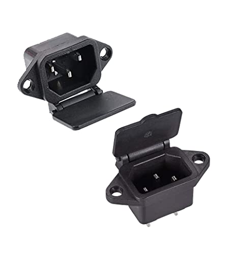 NEXT GEEK AC 250V 10A C14 Panel Mount Power Connector Socket with Cover for Rice Cooker Replacement parts (PACK OF 2)