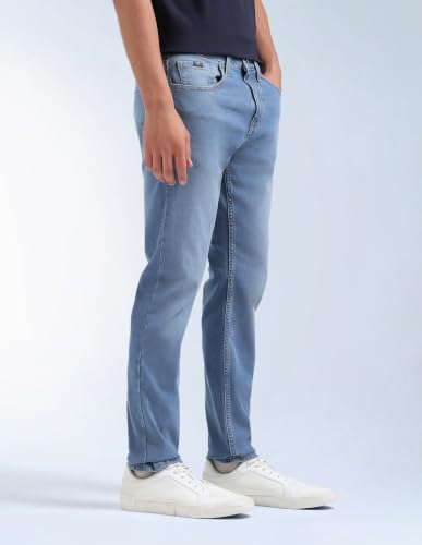 Image of Flying Machine Men's Slim Tapered Fit Jeans| Solid | Mid Rise | Stretchable | Jeans for Man