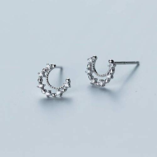 Boucles d'oreilles lune argent S925 diamant femme stud crescent oreads coréen