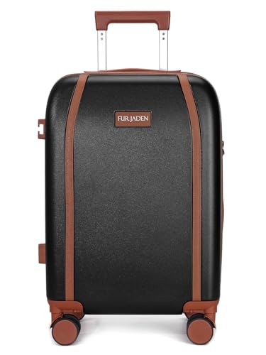 Image of FUR JADEN The Wayfarer 75cm Polycarbonate Travel Luggage Suitcase with 8 StealthTech Silent Shock Absorbing Wheels, TSA Lock & Aviation Grade Telescopic Trolley (Stark Black, Check-in 28 inch)