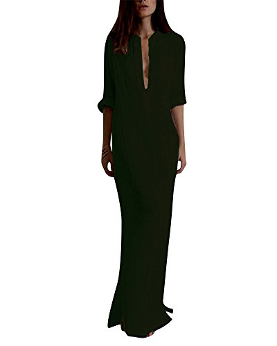 ZhuiKun Donna Manica Lunga Scollo a V Irregolare