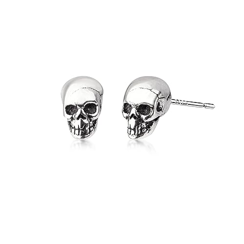 Skull Earrings 925 Sterling Silver Stud Earrings for Men Vintage Goth Earrings for Boys and Girls Unisex Stud Earrings for Party