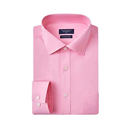 Image of Year In Year Out Wrinkle Free Dress Shirt for Men Regular Fit Long Sleeve Wrinkle Resistant Shirt(Pink 180A,XXL)
