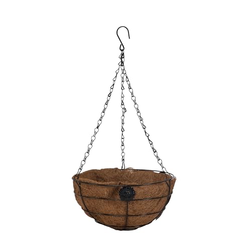 BESCH Macetero Colgante Fibra de Coco para Soporte de Macetas de Estilo Cadena para Colgar en habitación, salón o balcón 25 Ø x 14 cm