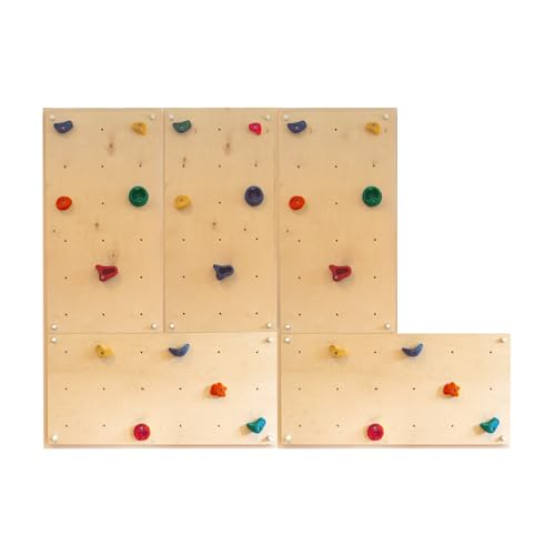 Gartenpirat Kletterwand Indoor IW5 3,25 m² – Boulderwand für Innen mit 20 bunten Klettersteinen fünf Platten 114x57 cm – vormontiert inkl. Montagematerial – ideal fürs Kinderzimmer