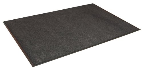 Durable Spectra-Olefin Indoor Vinyl Backed Carpet Entrance Mat, 4' x 6', Charcoal