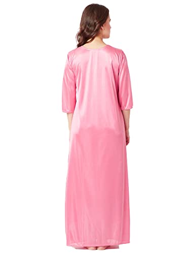 Romaisa Women's Satin Solid Maxi Length Nighty with Robe (Size - Free Size) (Nightwear Set Pack of 2) - Image 5