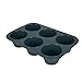 SUPER KITCHEN Grande Molde de Silicona para 6 Magdalenas, Bandejas para Hornear Muffin con Recubrimiento Antiadherente para Muffins, Cupcake, Brownie, Pudín 27,8 x 19 x 5 cm (Gris)
