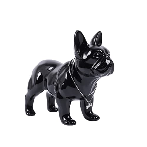 suruim Statua Di Bulldog Inglese in Resina Scultura Bulldog Francese Decorazione Per La Casa Moderna Figurine Da Collezione Art Dog Statua Bulldog Figurine in Resina Artigianato (nero, 24 cm)