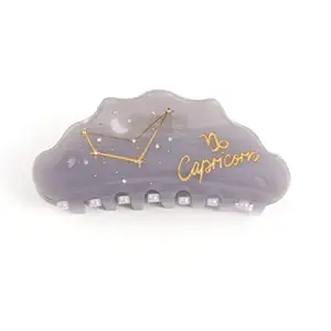 Capricornus Acetate Hair Claw, Marble Pattern Personalized Acetate Hair Clip for Women Gift 1 Piece
