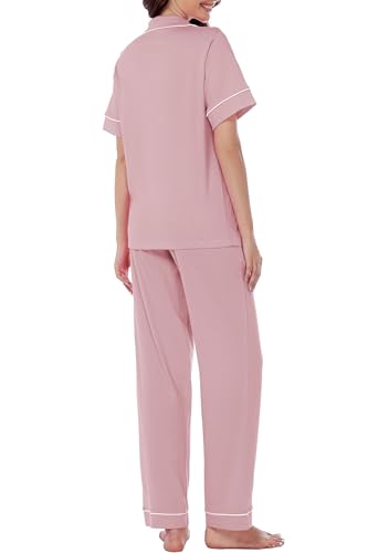 Image of LUBOT 100% Cotton Pajamas for Women Pajama Set Soft 2 Piece Sleepwear PJ Set Long Sleeve Button Knit Cozy Loungewear XS-XXL