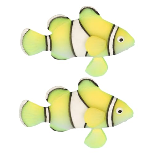 ledmomo 2個 硅?製水槽用漂浮小丑魚飾り 鮮やかな耐色性リアルシリコン製浮遊魚フィギュア 水族館の水中景観向け掃除簡単装飾