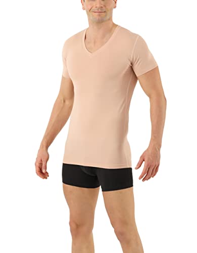 Functional Coolmax® Cotton Undershirt v-Neck Short Sleeves Invisible Beige