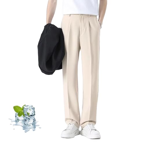 Fleurosta Mens Pants, EaseMotions Super Stretch Ice Silk Comfort Everyday Pants, Stretch Waist Mens Dress Pant