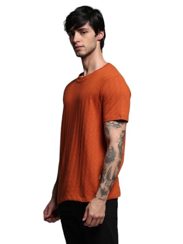 Image of Jack & Jones Men Cotton Regular Self Design Round Neck T-Shirt