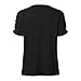 Women's Casual Short Sleeve T Shirt Round Neck Blouse with Ruffled Sleeves and Striped Details for Women (Black, M)