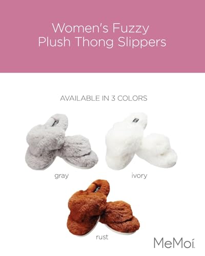 MeMoi Women's Fuzzy Plush Thong Slippers2