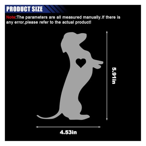 Image of 5.5 inch Dachshund Heart Dog Vinyl Decal, Waterproof Car Bumper Sticker for Car, Truck, Wall, Laptop (Grey)