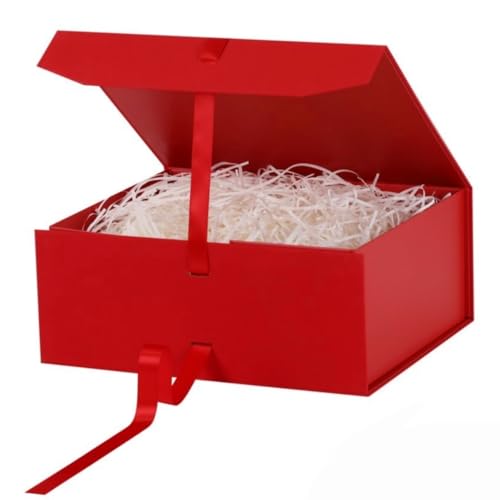 GoooodGift Large Gift Box Red 1 Pack 13.5x11x5.3 inch Luxury Gift Box for Presents with Magnetic Closure Lid Collapsible Birthday Christmas Wedding Contains Shredded Paper Filler