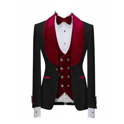 Mens Black Peak Lapel Blazer Luxury Party Prom Dinner Groom Tuxedo Wedding 3-Piece Slim Fit Suit