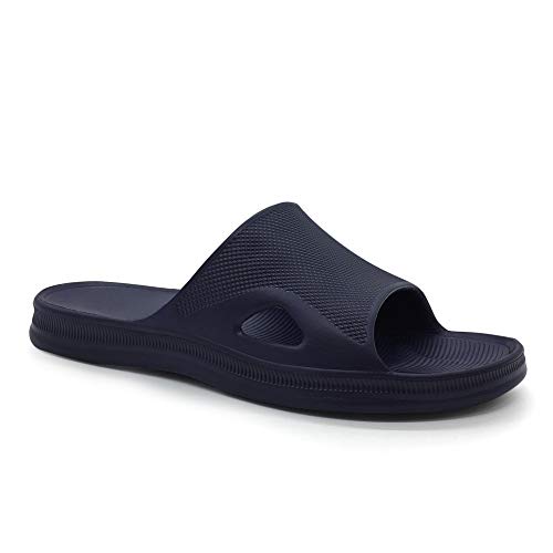 Image of FUNKYMONKEY Men's Shower Slides - Non Slip Quick Drying Sandals for Men - Lightweight Pool Beach Bathroom Slippers Indoor Outdoor