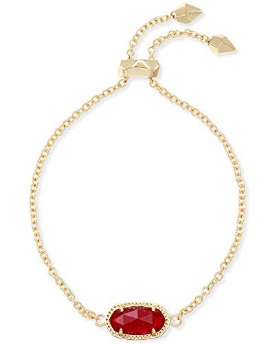 Kendra Scott Elaina Link Chain Bracelet for Women, Dainty Fashion Jewelry, 14k Gold-Plated Brass, Ruby Red Clear Glass