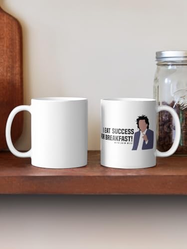 Image of I Eat Success for Breakfast! with Skim Milk Ceramic Mug 330ml - Motivational Quote Printed Coffee Cup - Microwave Safe Dishwasher Friendly - Funny Gift Mug for Entrepreneurs.