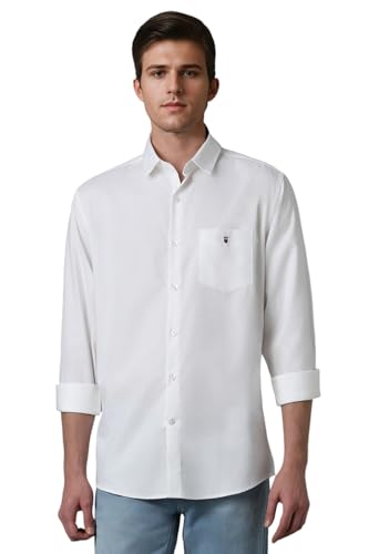 Louis Philippe Men's Cotton Slim Fit Shirt (Lysfcslp681101_White,40