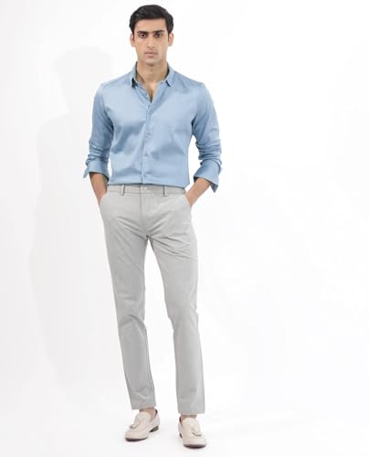 Image of IndoPrimo Men's Satin Shirt with Spread Collar Neck Line Solid Pattern Full Sleeves Regular Fit Western Style and Standard Length