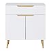 BarberPub Barber Station with Drawer & Cabinet, Beauty Salon White Storage Organizer with Concave Fluted Wall, Modern SPA Freestanding Equipment 3196 (White)
