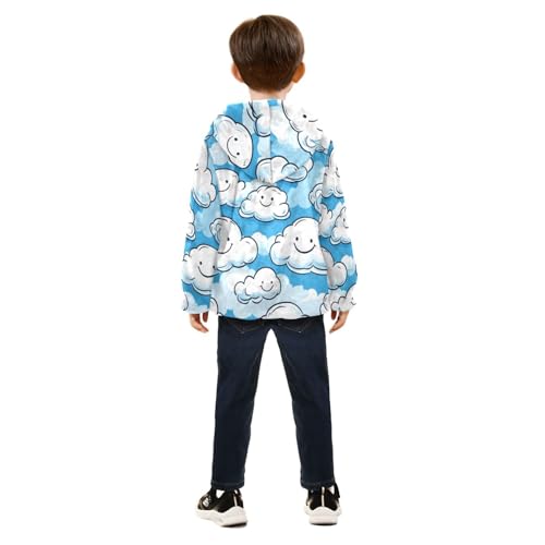 Funny Happy Clouds Texture Girls Fleece Jacket Girls Fall Jacket Girls Zip Up Hoodie Girls Sherpa Jacket 2-10T4