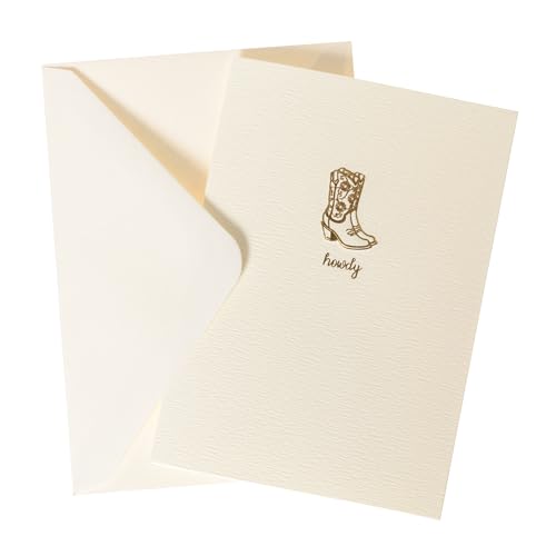 Image of Graphique Cowgirl Boots Cards, Pack of 10 Cards with Envelopes, All Occasion Greetings, Blank Inside, Gold Foil Embossing, La Petite Press Collection Boxed Set, 3.25 inch x 4.75 inch