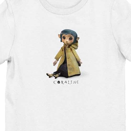 Bioworld Coraline Sitting Doll Youth Girl White Short Sleeve Tee2