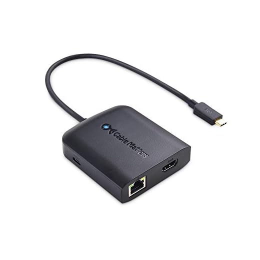 Cable Matters Multipuerto Adaptador USB C HDMI 2.0 (Adaptador Hub USB C con HDMI 4K, 2X USB 3.0, Gigabit Ethernet y Carga de 80W) en Negro - Puerto Compatible USB-C & Thunderbolt 3