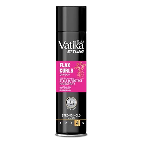 Vatika Naturals Flax Curls Hairspray 250ml | STRONG HOLD | 48 Hour Hold | Style & Protect Hair Spray | Hair Spray For Men & Women
