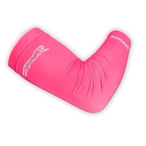 Sprints Compression Arm Sleeves - Running UV Protection Thermal Regulating Moisture-Wicking Breathable for Men & Women (S/M) Pink Flash